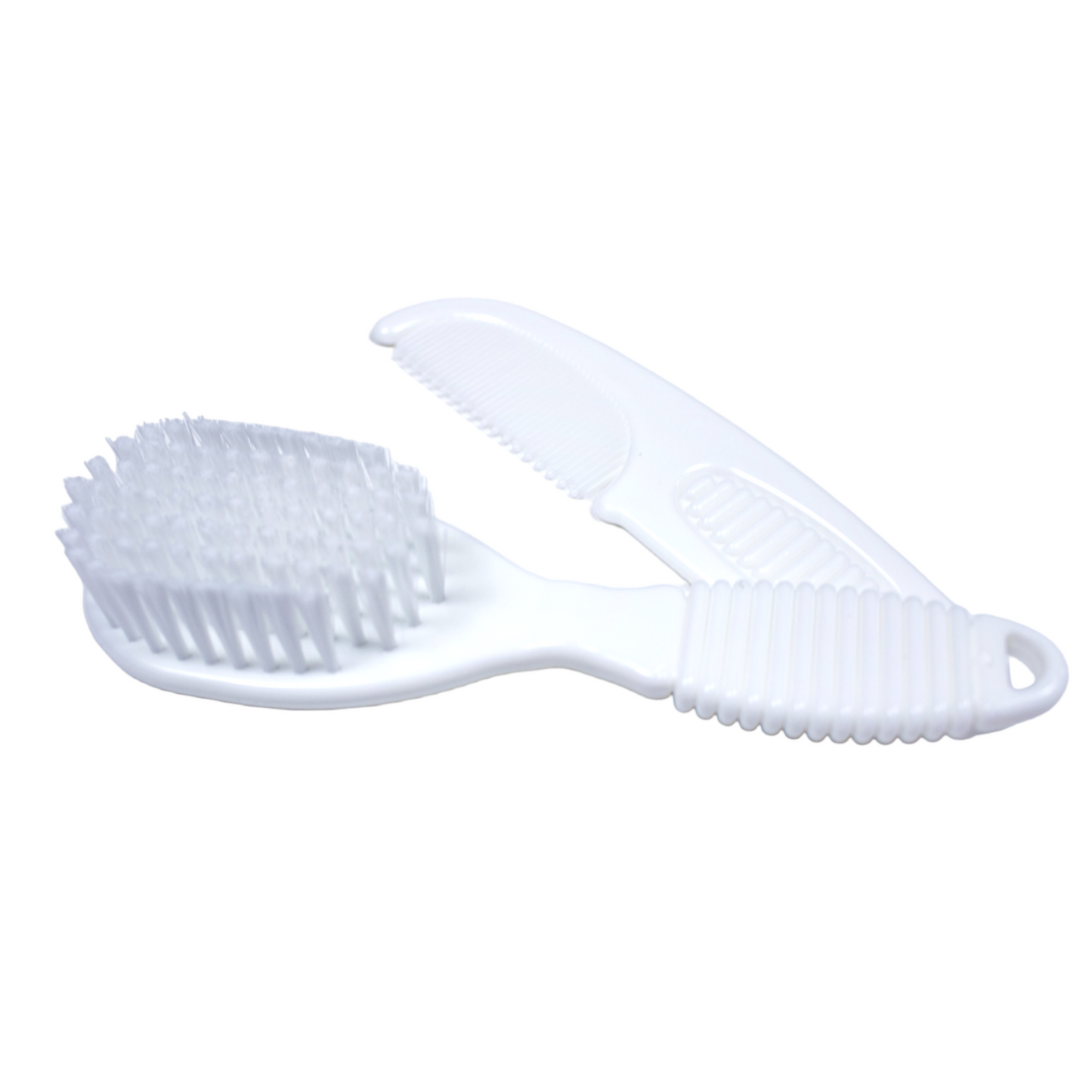 Baby brush and comb set in white. 