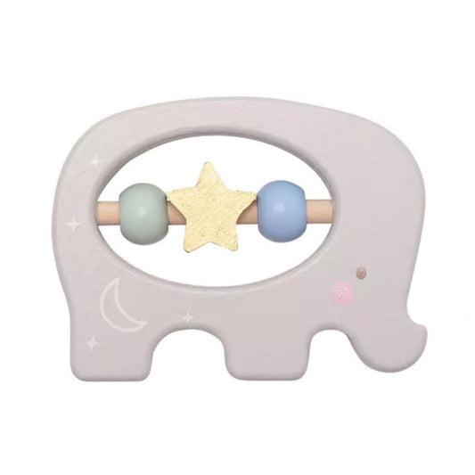 Adorable Animal Wooden Baby Rattle: A charming elephant companion crafted from high-quality wood, perfect for engaging play and exploration